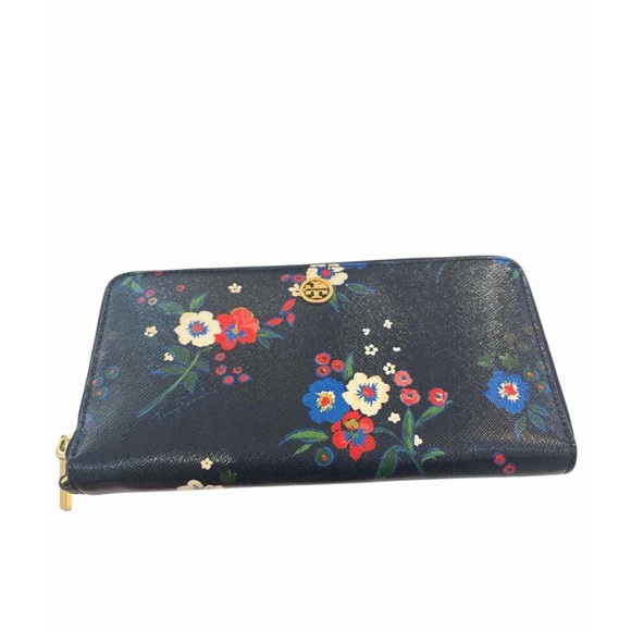 Tory Burch Navy Floral Wallet - Picture 1 of 5